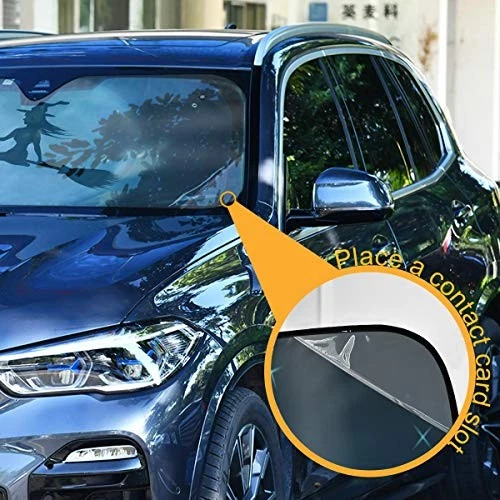 Car Windshield Sun Shade Block UV Rays Sun Visor Halloween Witch Moon Star
