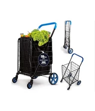 SereneLife Supermarket Shopping Cart 360° Swivel Rolling Wheels 110lbs NIB