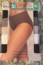 Felina Womens 5 Pack Pima Cotton Wide Waistband Hipster Size XL