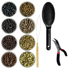 Hair Extension Kit 5mm Silicone Micro Rings 100 Pliers, Loop Tool and Loop Brush