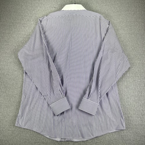 Brooks Brothers Vestito Camicia Uomo 2XL 18-37 Viola Righe Reggente Supima Non Ferro - Foto 7 di 11