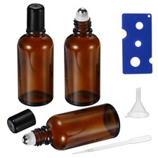 50ML Roller Bottles for Essential Oil, 3 Pack Empty Amber Glass Roller Bottle...