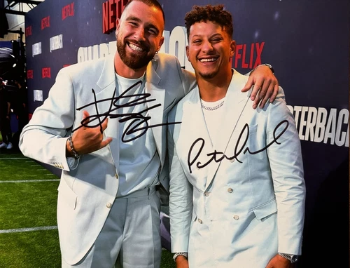 Patrick Mahomes + Travis Kelce KC Chiefs 8x10 Autographed Photo / Picture + COA