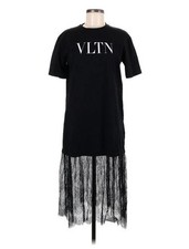 VLTN Black Lace Hem T-Shirt Dress- Valentino— TAG MISSING SEE DESCRIPTION