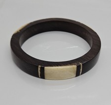 Handmade Vintage Wood Resin or Bone Bangle Bracelet Brown