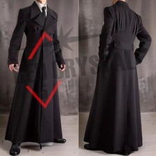 New Men's Gothic Wool Overcoat Double Breasted Long Trench Jacket fast shipping