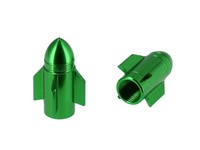 "Set: 2X Ventilkappe \"Rakete\", GrüN Eloxiert"