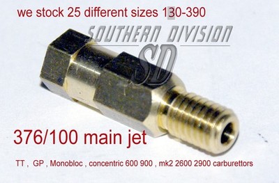 376/100/130 mainjet wassell made for amal wassell carb TT GP Monobloc concentric