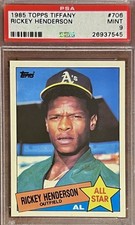 PSA 9 Rickey Henderson 1985 Topps Tiffany 1984 All-Star Vintage Oakland Only 11^