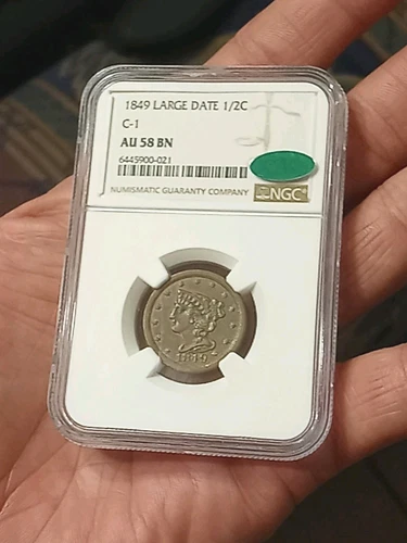 *1849 Half Cent C-1 NGC AU58 BN RARE VALUABLE*