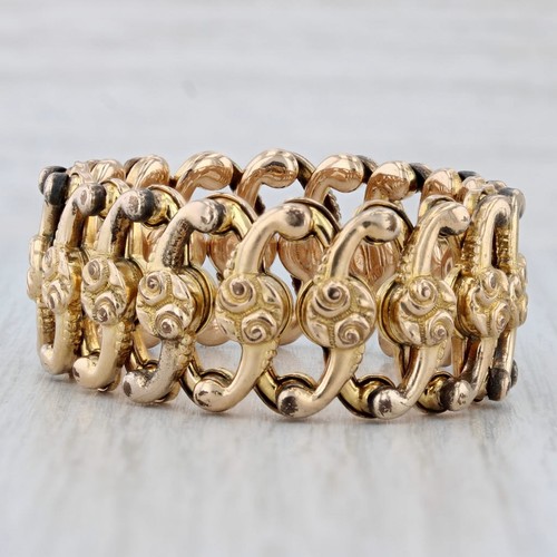 Ornate Antique Expandable Bracelet Yellow Gold Filled 4.5 - 9.25" 19mm - Picture 2 of 8