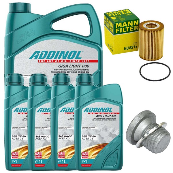 MotoröL Filter Set Addinol 0W-30 9 Liter + Schraube FüR Mercedes M-Klasse CLK-image