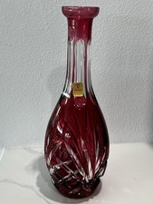Vintage Crystal Nachtmann Decanter Cranberry  Cut To Clear Or Ruby Red