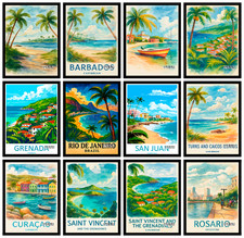 Vintage Iconic Cities Around the World Poster Home Decor Wall Art A5 A4 A3