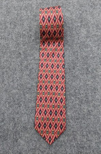 Brooks Brothers Tie Mens Necktie Silk Made in USA Red Diamond Geometric