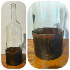 JAN BARBOGLIO Vintage Collectible Iron Wine Decanter Bottle Holder &Glass Bottle