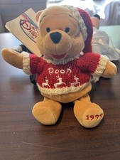 Disney Store Winnie the Pooh Plush Christmas With Red Sweater, 1999 W/ Tags