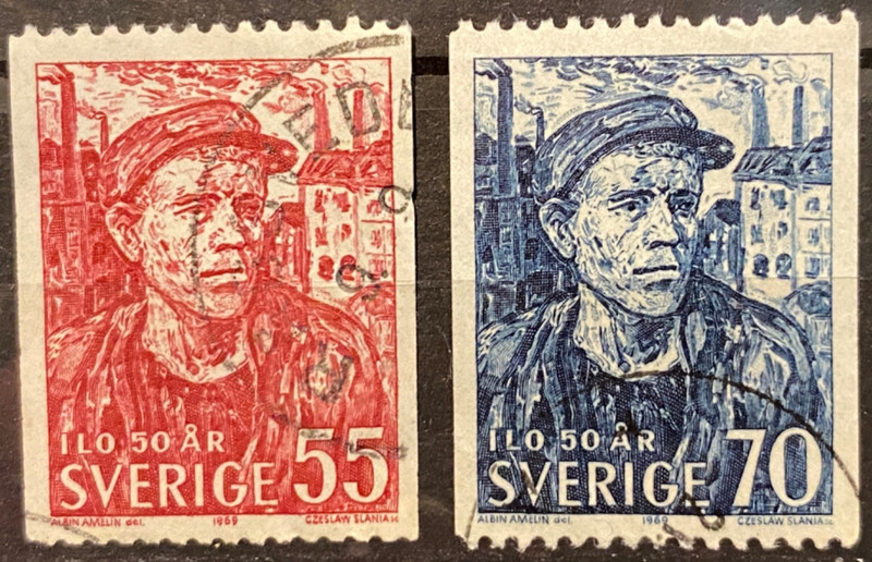 Sweden / Sverige Stamps 1969. The Labor Organization 50 yr anniv.  Sc#811/812