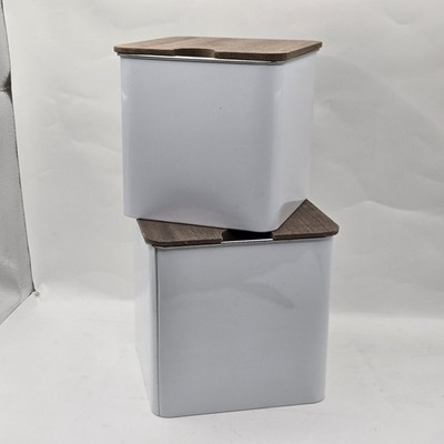 2 STORAGE BOX METAL bull s-eye playground metal square boxes with lids