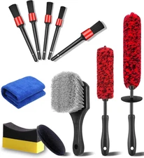 11Pcs Wheel Tire Cleaning Car Detailing Rim Brush Kit, Including Bendable Wheel 