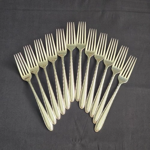 12 Towle SILVER FLUTES Sterling Silver Luncheon Forks 7.5" Set Vintage No Mono