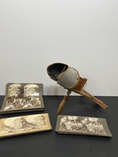 Antique Wooden Stereoscope Viewer w/ 21 Stereo Cards Vintage 1900s Photography
