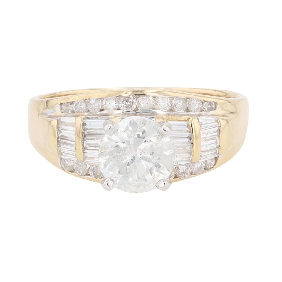 Anillo de compromiso de diamantes de corte redondo de 1,87 quilates de oro multicolor de 18 k talla 8,25 Foto 2 de 4