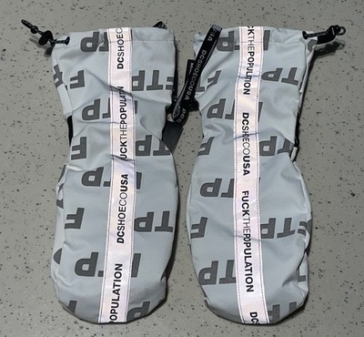 DC x FTP The Population Snow Gloves White Reflective NWT MENS