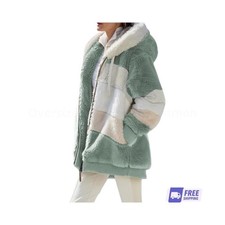 Oversized Jacket For Women, Autumn Winter Warm Plush Hooded Coat With Pockets
