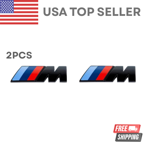BMW M-Performance Fender Emblem Badge - Gloss Black (2 pack)-NEW