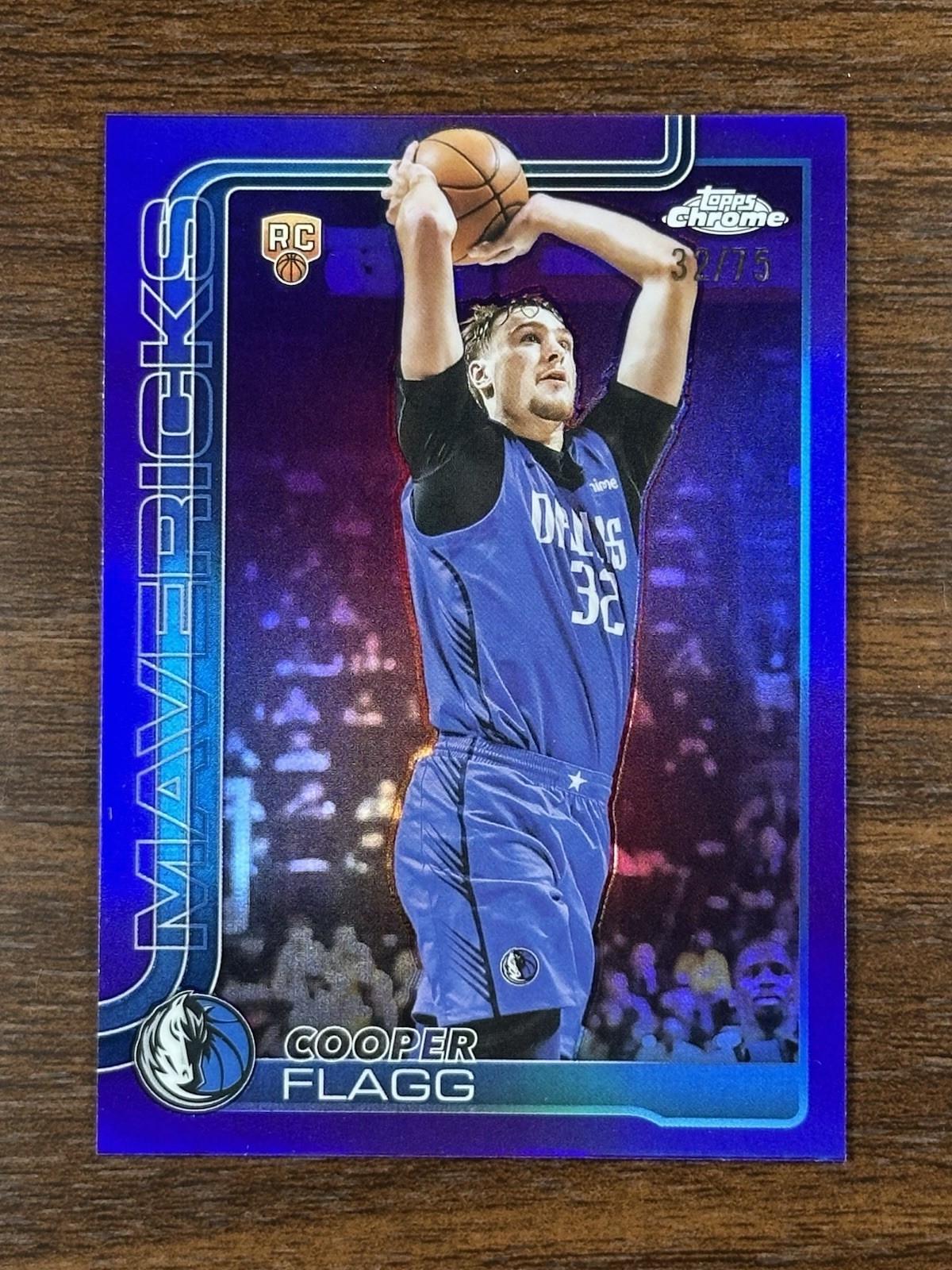 2025-26 Topps Chrome Purple Refractor Cooper Flagg #251 RC Rookie JERSEY # 32/75