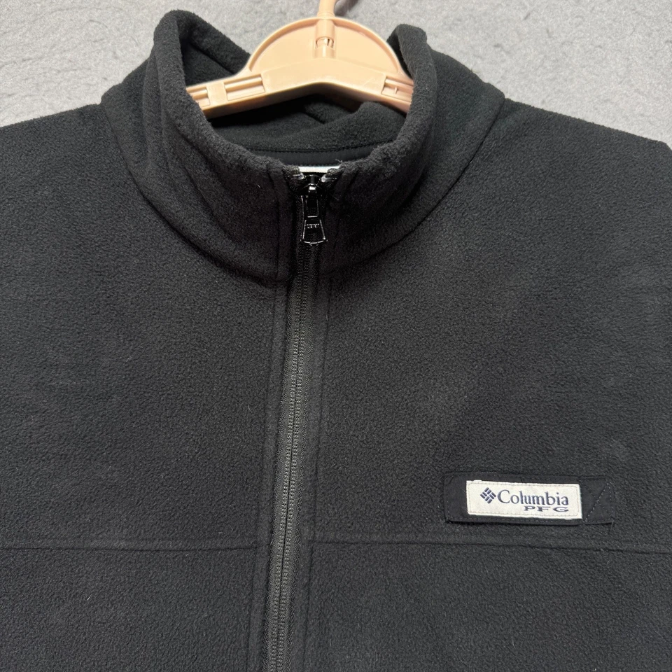Chaleco Columbia Adulto Grande Negro Cremallera Completa Rendimiento Pesca PFG Vellón Informal Foto 2 de 4