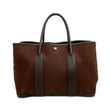 Hermes Tote Bag □I Engraved Toruash Canvas Leather Silver Hardware Garden Party