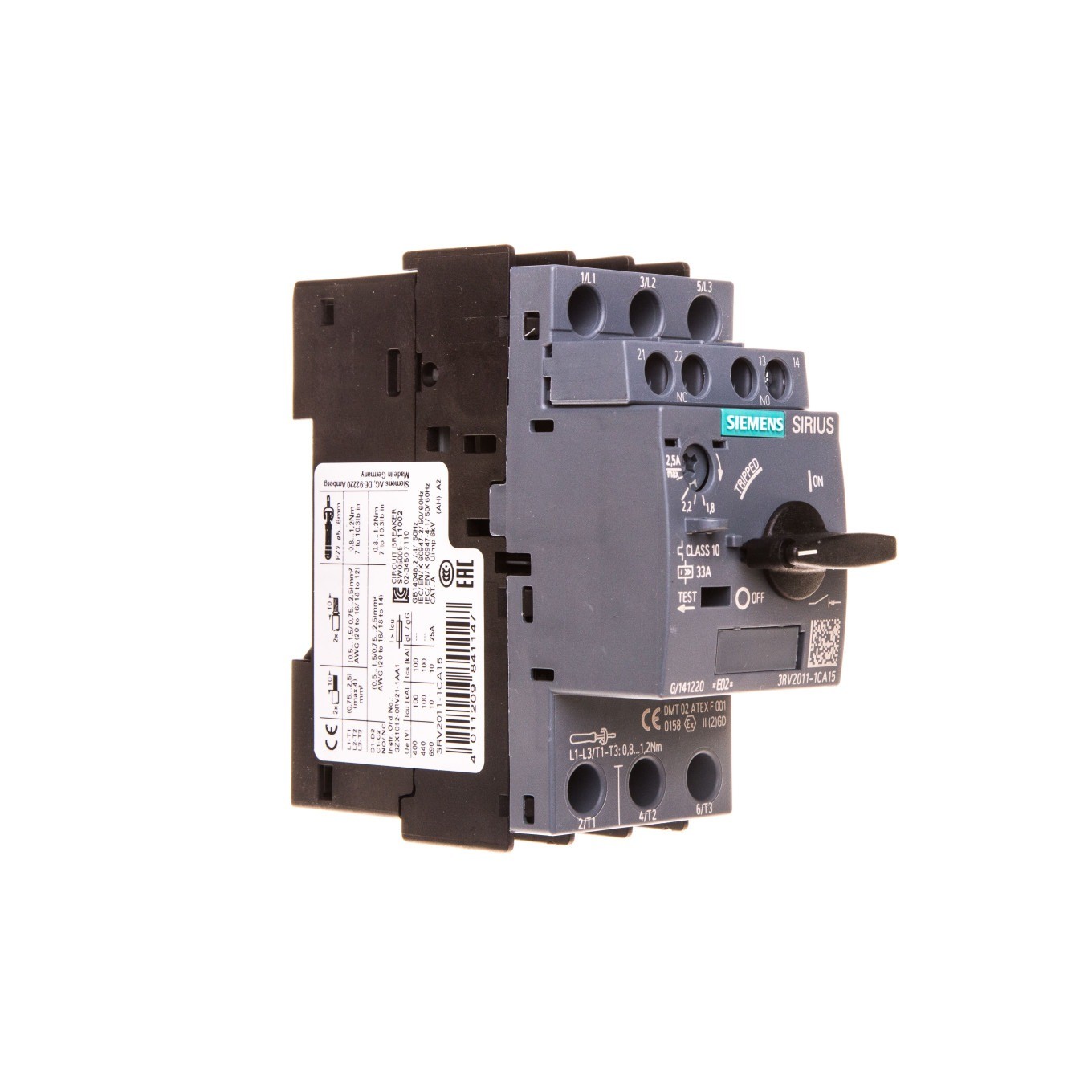 3P Motor Switch 1.8-2.5A 1Z 1R SIRIUS 3RV2011-1CA15