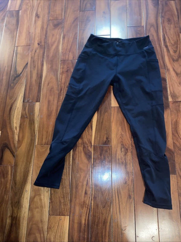 fitkicks Large womens leggings black pockets skinny stretch pull on pant