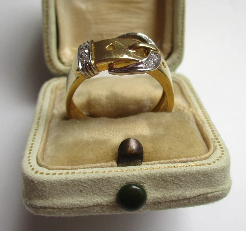 Ring 750Gold 18Kt Gelbgold 7Diamanten je0,3ct - interessantes Gürteldesign RG 61 - Bild 3 von 4