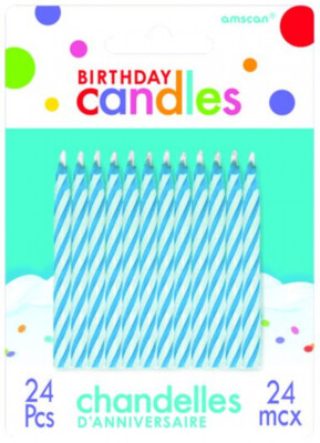 24 BIRTHDAY CANDLES BLUE WHITE HAPPY BIRTHDAY party surprise cake topper pick