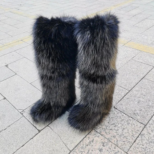 Mongolische Fellstiefel Fabrik Winter Damen Heiß Schnee Schuhe Kunstfell Stiefel Langstiefel - Bild 22 von 47