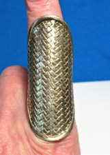 STERLING SILVER WIDE RING WOVEN DESIGN 2" 7.5 GRAMS SIZE 7