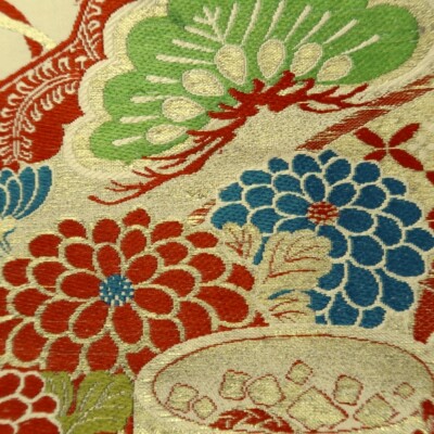 桜子さん専用　大日月、長形大短冊特大、三つ組+ミニ剣山（B級品）おまけ BB281V6 Silk Vintage Japanese Kimono Maru Obi Pine Tree