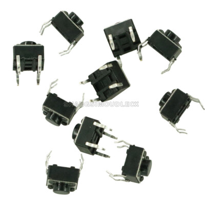 100PCS 6x6x5mm DIP Through-Hole 4pin Tactile Push Button Switch Momentary
