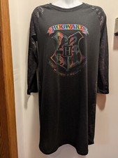 Harry Potter Hogwarts Girls 14/16 Long Sleeve Black 31 Inch Nightshirt