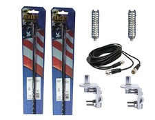 2 ARIES 10819 4 Foot 500 Watt CB Antenna BLACK, 18' DUAL COAX, MOUNTS, SPRINGS