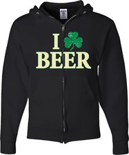 St Patricks Day Full Zip Hoodie I Love Beer