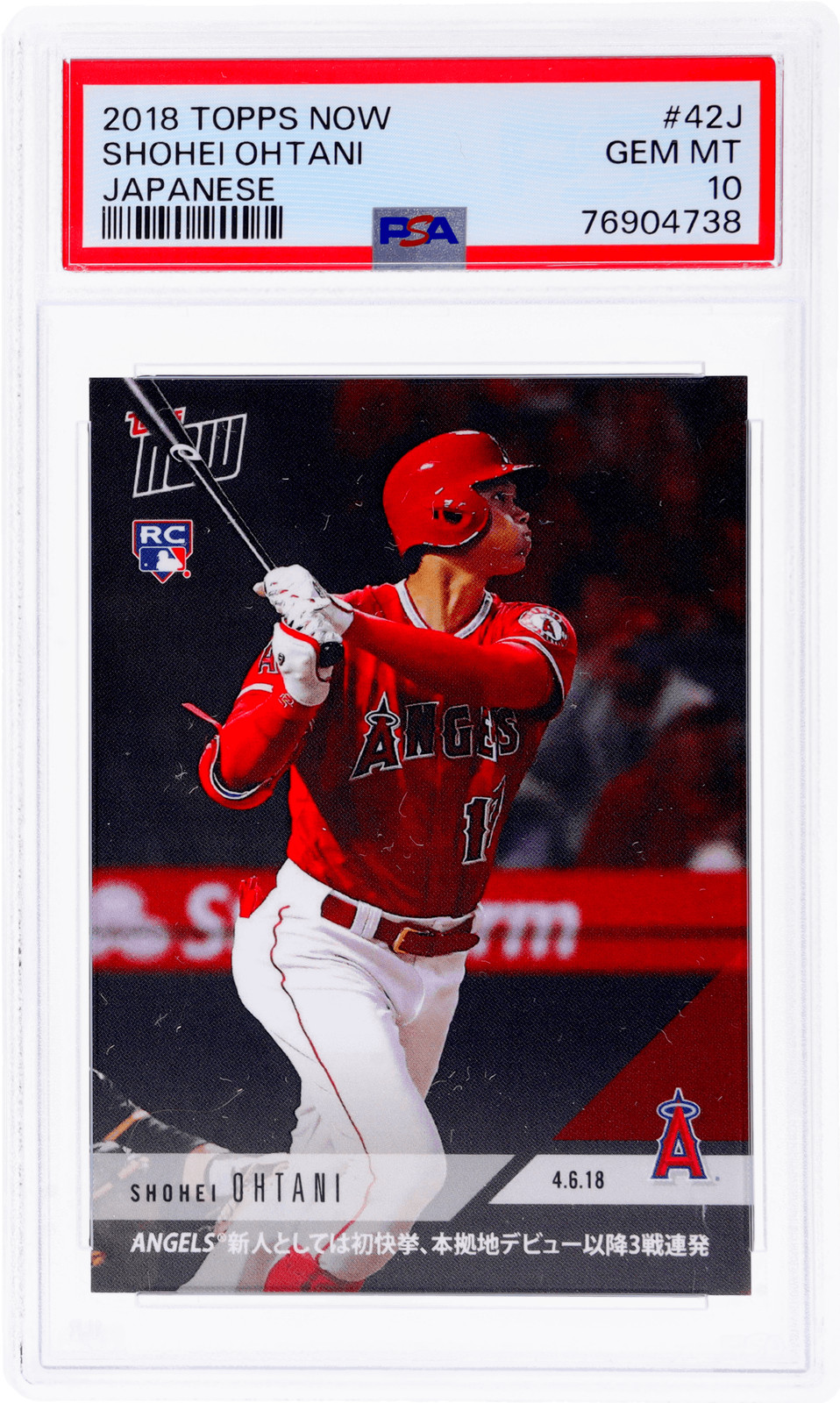 2018 Topps Now Shohei Ohtani Japanese #42J PSA 10 Rookie RC