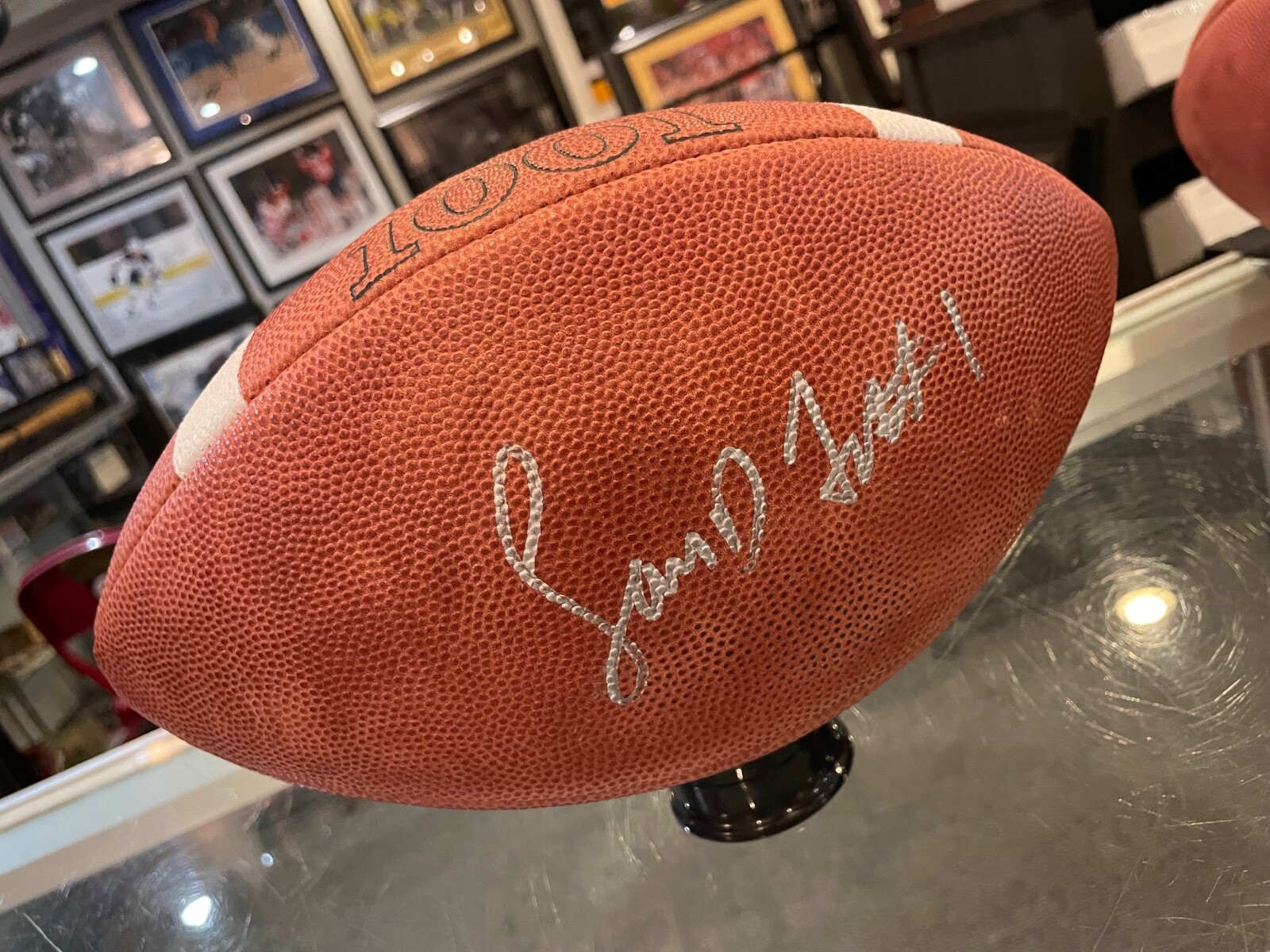 LARRY FITZGERALD PITT SIGNED OFFICIAL WILSON AFCA 1001 NCAA FOOTBALL JSA 