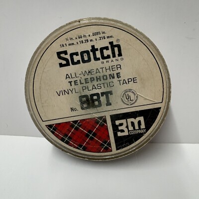 Vintage 1960's Scotch 3M Vinyl Plastic All Weather Electrical Tape 88T Round Box