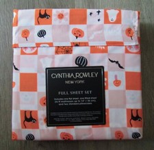 CYNTHIA ROWLEY NEW YORK 4pc FULL SHEET SET HALLOWEEN PUMPKIN BAT GHOST CAT