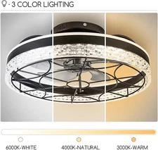 Ceiling Fan with Lights and Remote - Low Profile 6 - Speed 3 Colors Smart Timing