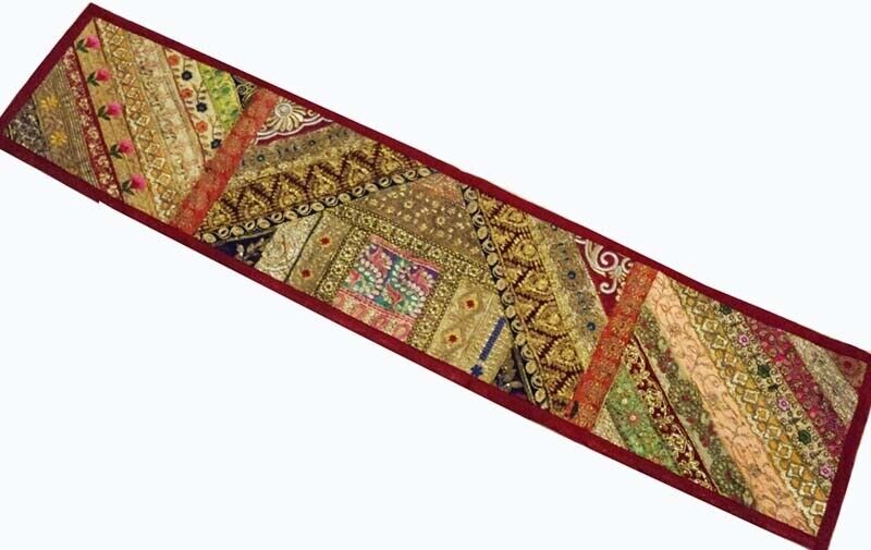 33% Off Wall Tapestry Hand Embroidered Patchwork Hanging Runner Sequin Decor 40"